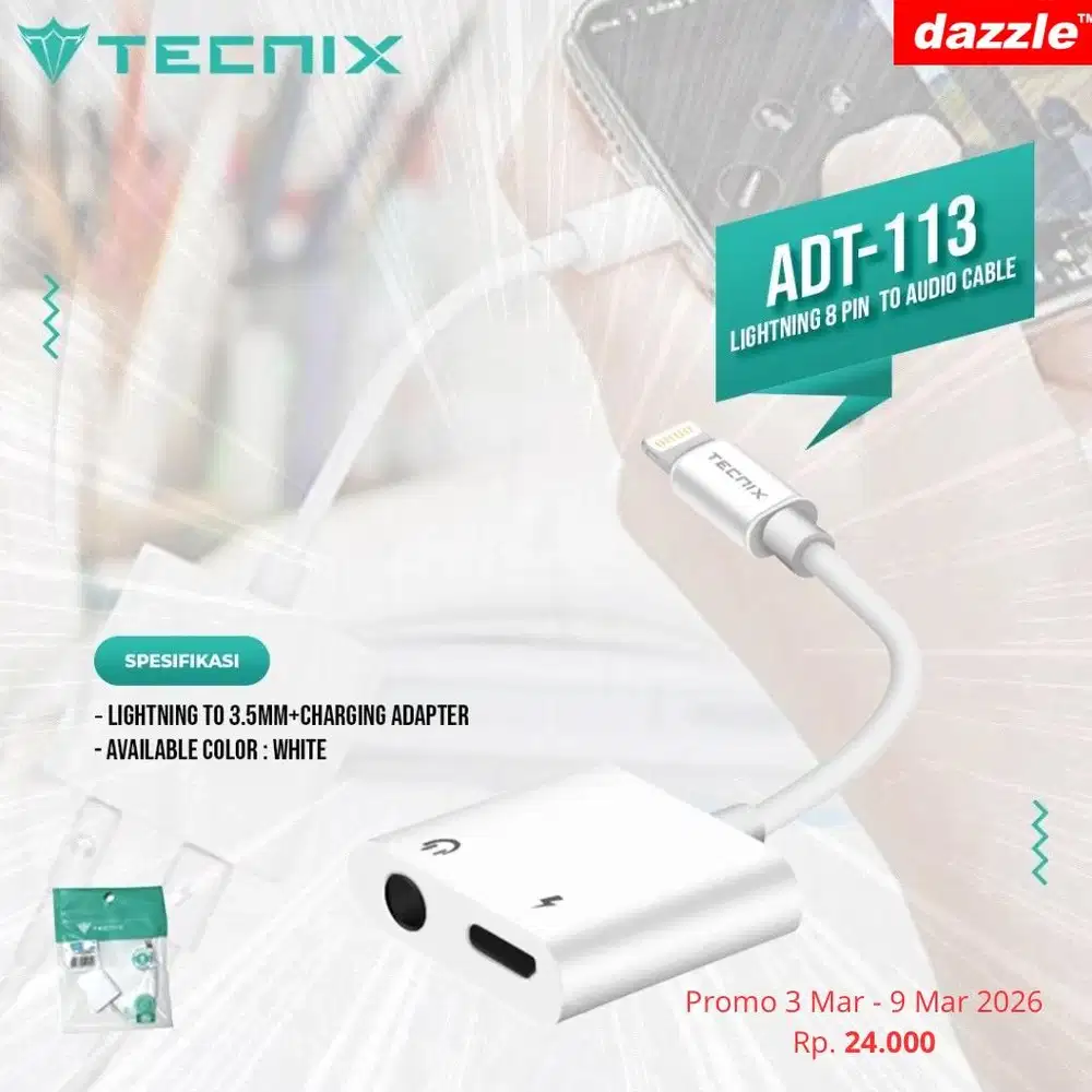 OTG Tecnix Lightning to Audio + Charger adt 113