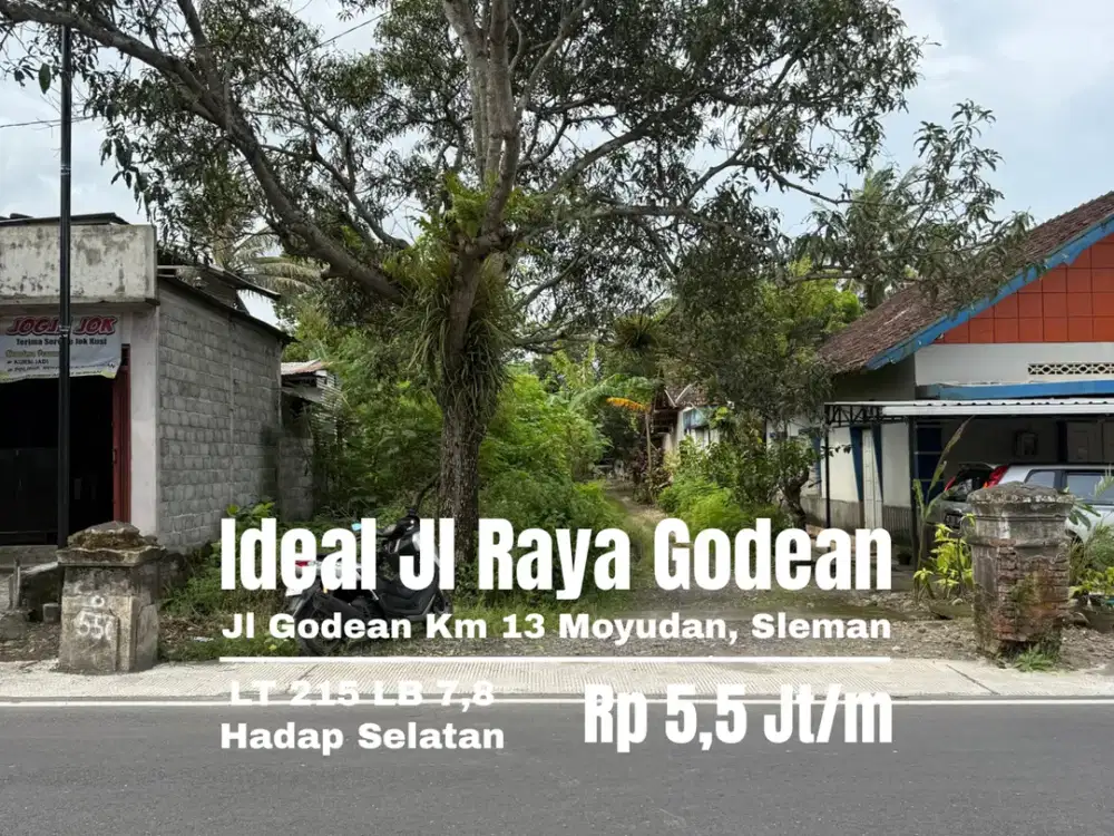 Tanah Tepi jalan Raya Godean Km 13 Moyudan