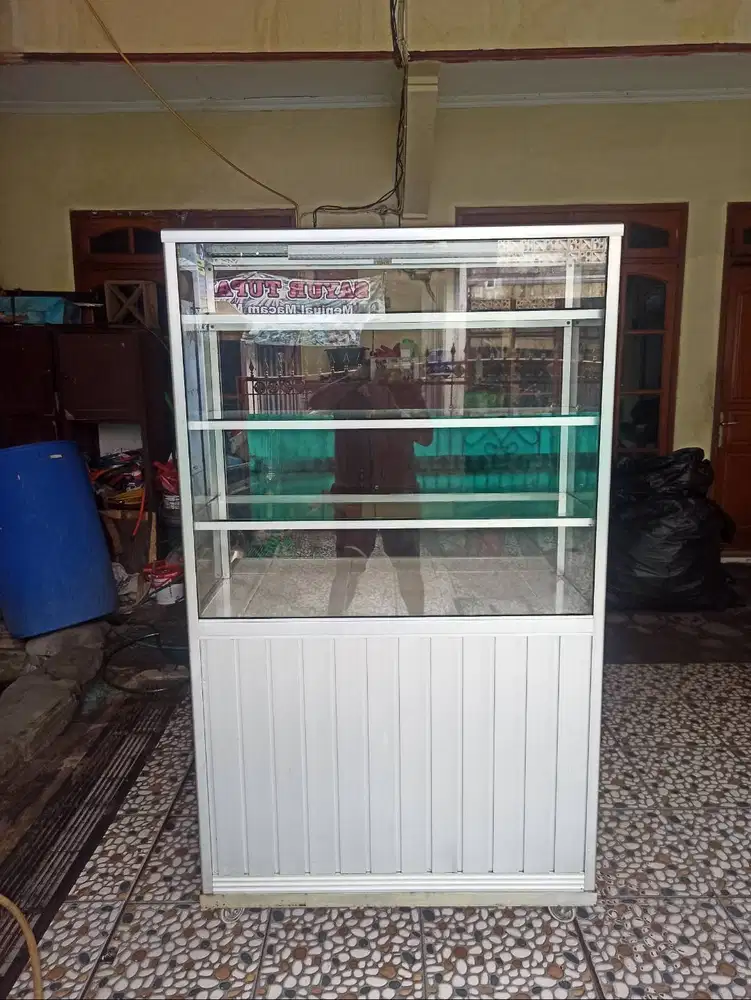 ETALASE GEROBAK KACA ALUMUNIUM PxLxT :100X60X173