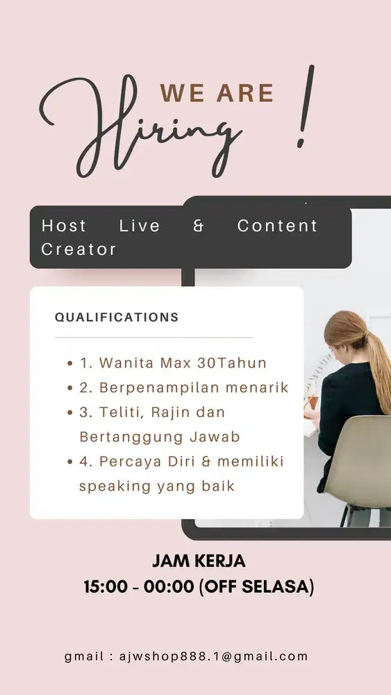 LOWONGAN KERJA HOSTLIVE & CONTENT CREATOR