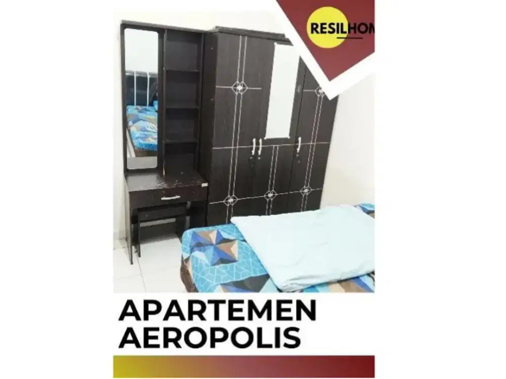 sewa bulanan apartemen studio aeropolis residence 3 tower 3 full furnished termurah seberang bandara Soekarno Hatta ar3 Furniture lengkap neglasari Tangerang Banten