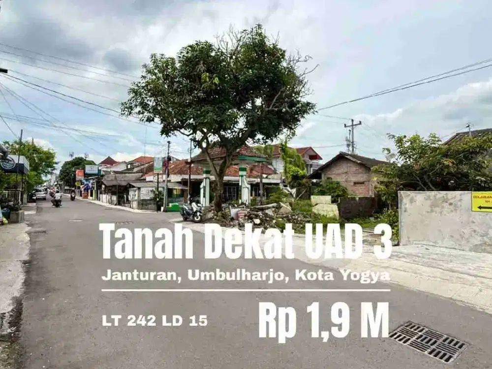 Tanah Istimewa dekat kampus 3 UAD Tepi jalan Utama