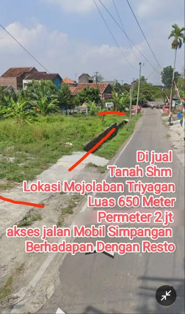 Di jual Tanah, Mojolaban, Sukoharjo, Jawa tengah