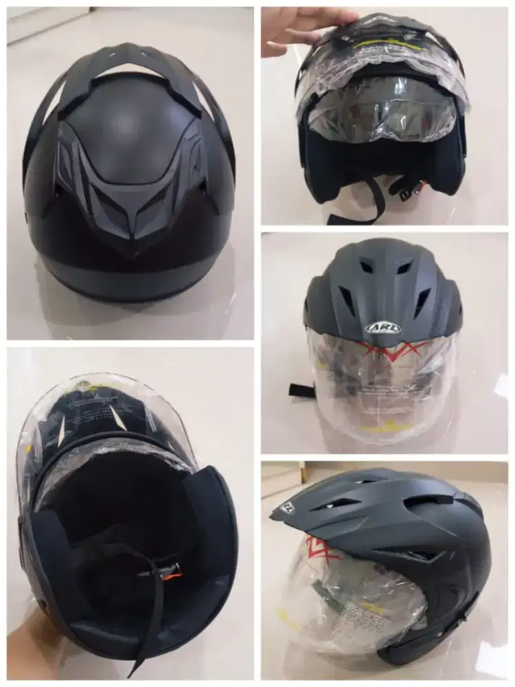 Helm Half Face Double Visor Hitam