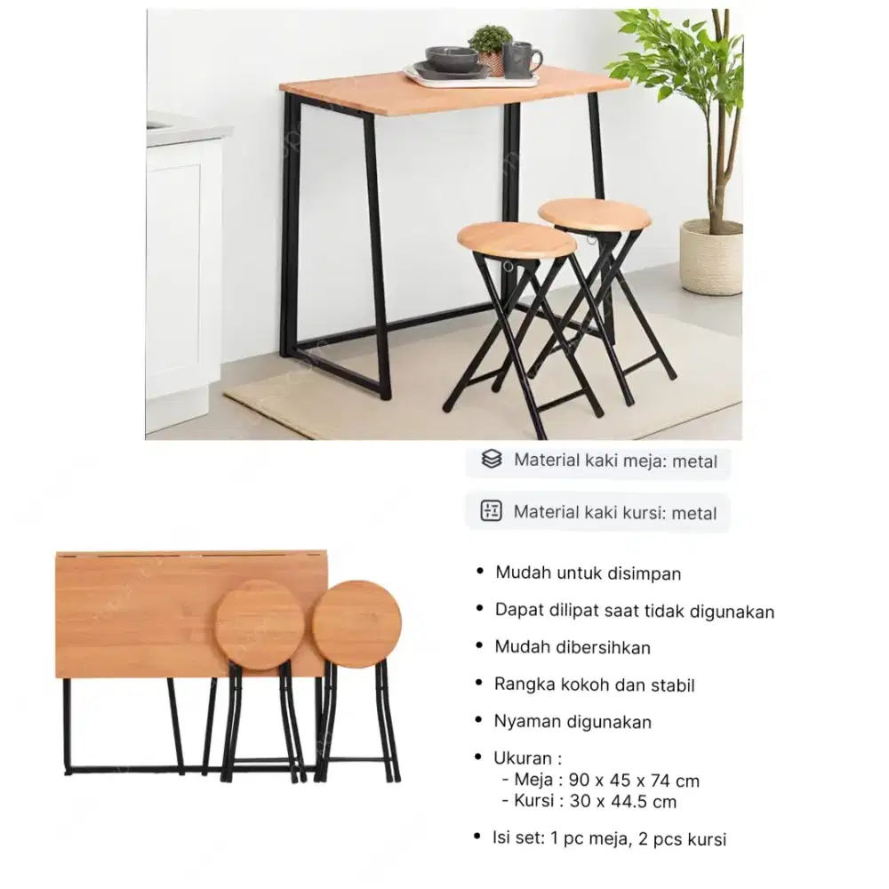1 set meja makan lipat minimalis