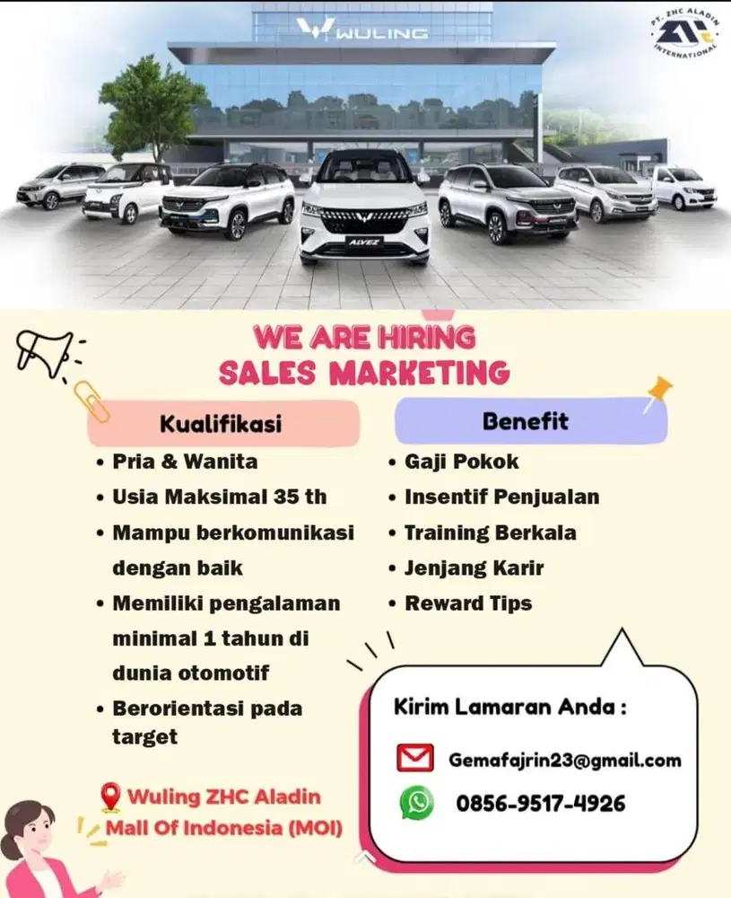 Lowongan kerja marketing wuling
