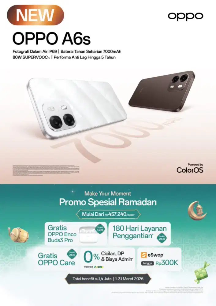 Pree order Oppo A6s sampai tanggal 5 Maret banyak bonus menanti