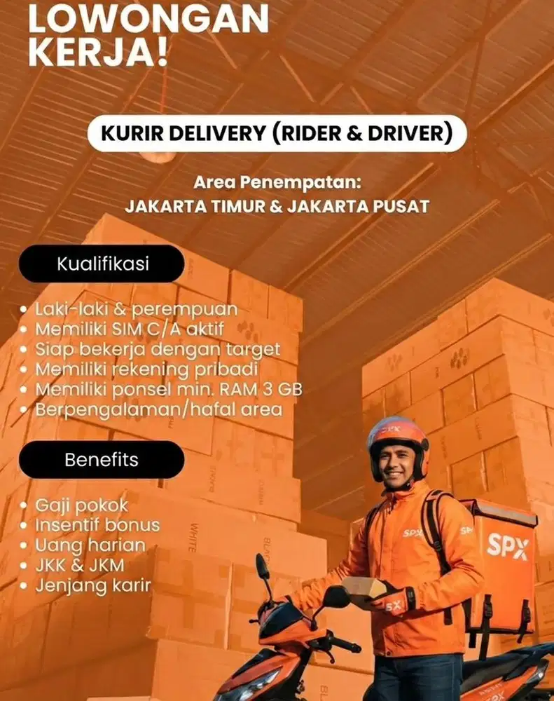 Dibutuhkan Segera: Mitra Kurir SPX (Rider)