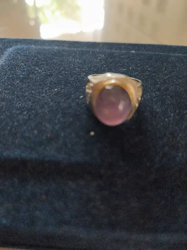 Cincin pria batu gem kecubung amethys quartz