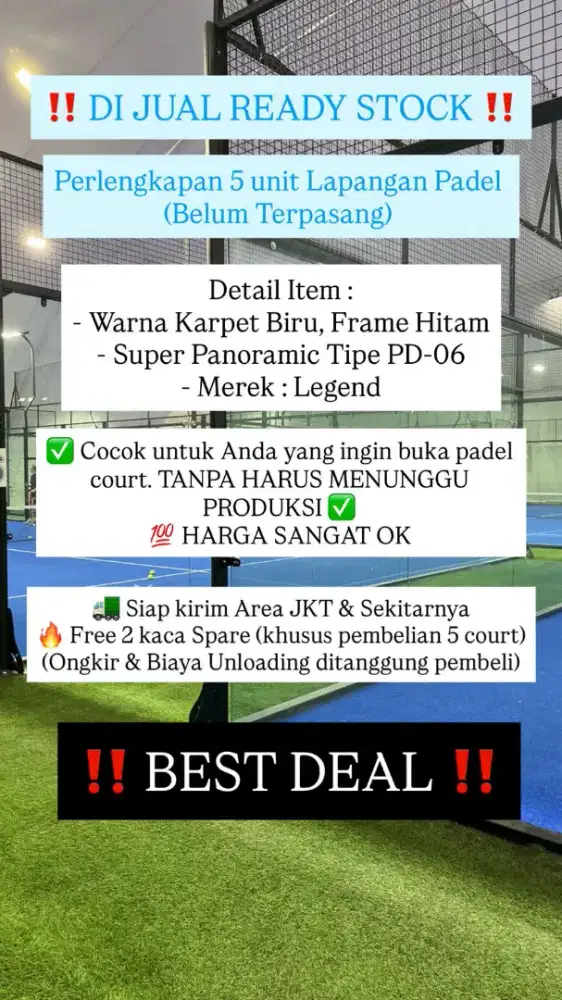 Jual Cepat Perlengkapan Padel Court