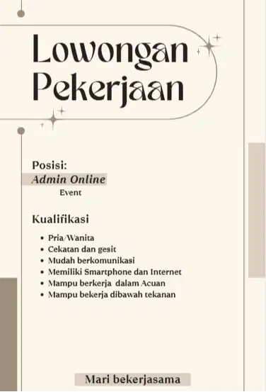 Lowongan Kerja Admin Online Shop & Marketplace (Wanita/Pria)