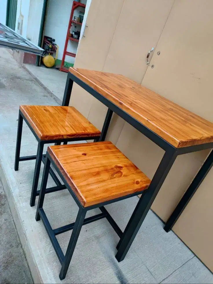 Kursi Meja makan resto kafe / taman serbaguna kayu mahoni asli