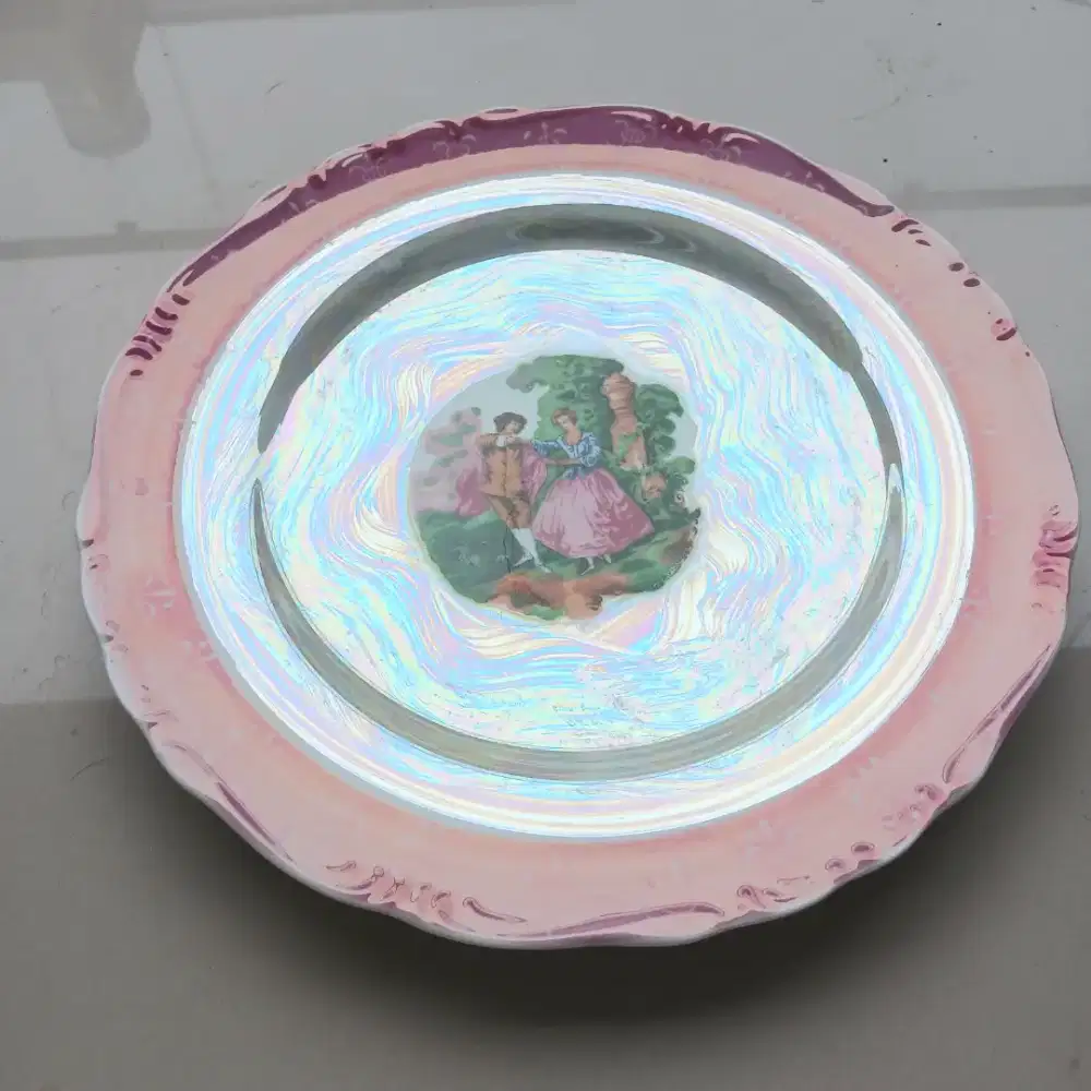 Piring hiasan lukisan print pink, baru