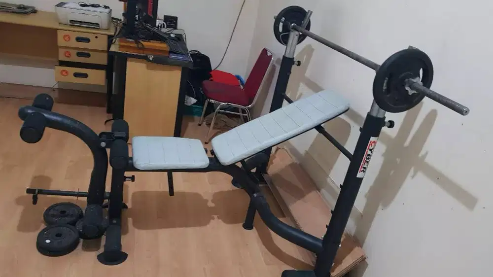 Set Preloved Bench Press Set Lengkap & One Station Body Building Cyber