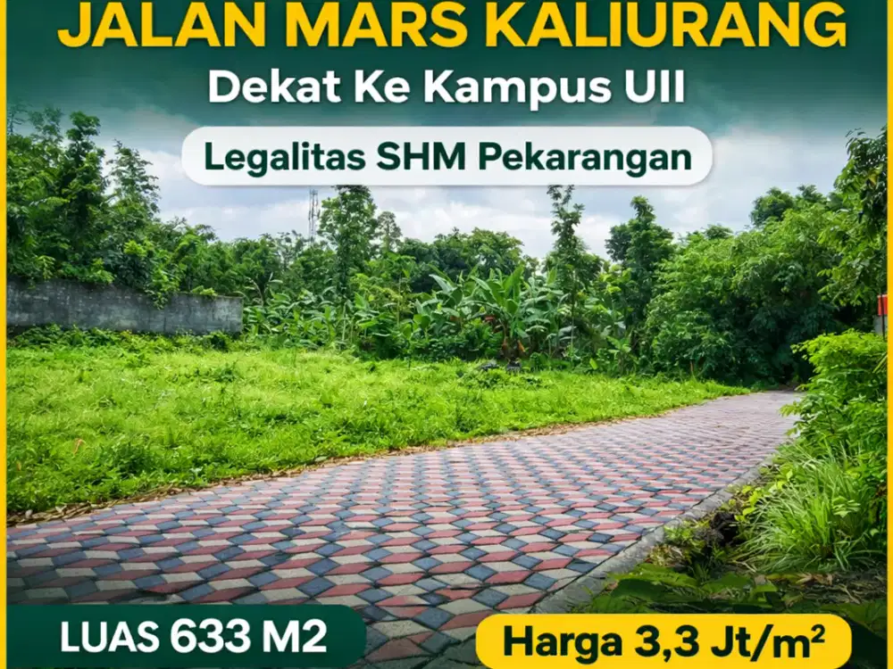 Tanah Jogja Kost Area Kampus UII Kaliurang SHM Pekarangan