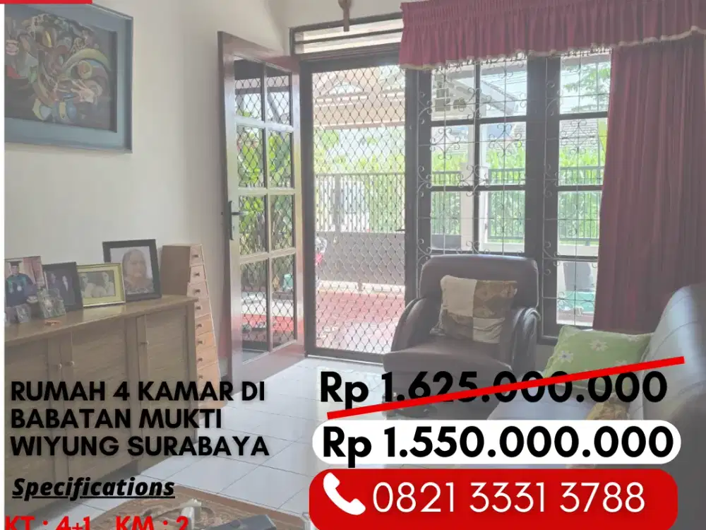 Dijual Cepat Rumah 4 Kamar Siap Huni Hanya 1 Miliaran di Griya Babatan Mukti Wiyung Surabaya