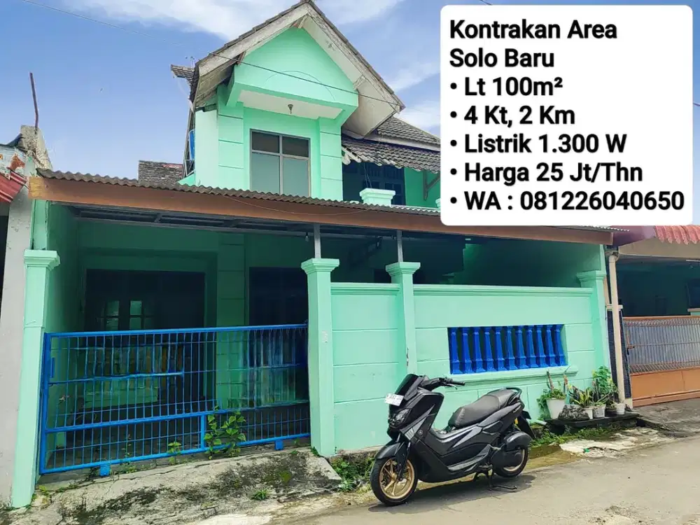 Sewa Rumah Area Solo Baru, Dekat The Park, Pakuwon, Soto Gading