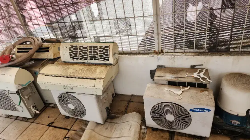 jual borongan, ac outdoor+indoor, pompa air, rinci: baca deskripsi