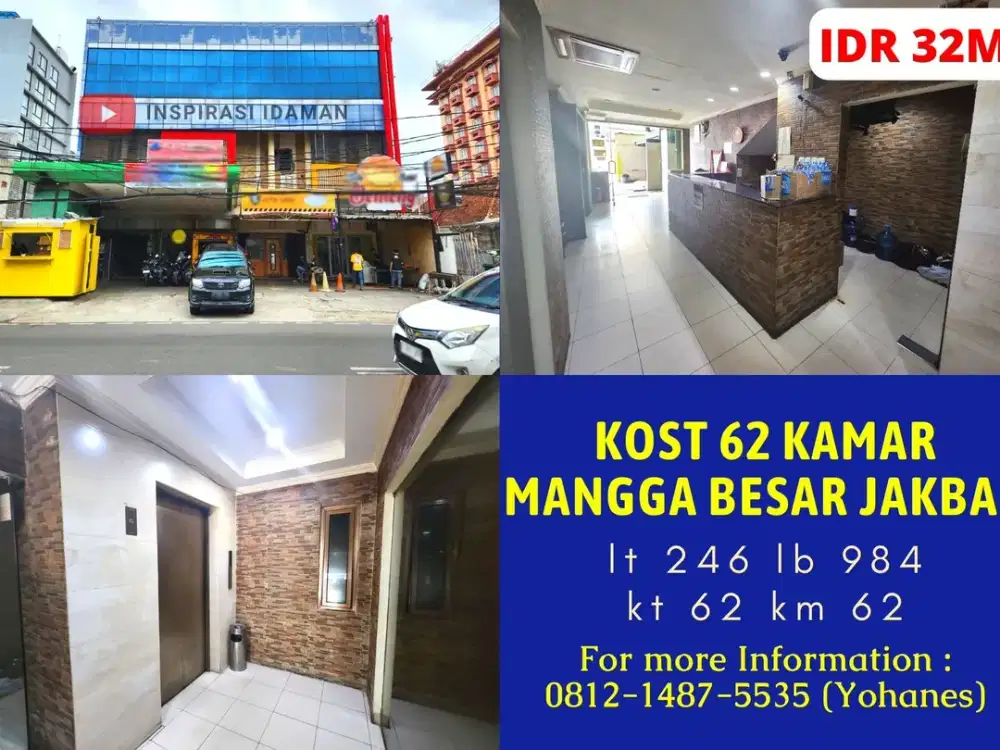 Kost 62 kamar Mangga Besar Jakarta Barat