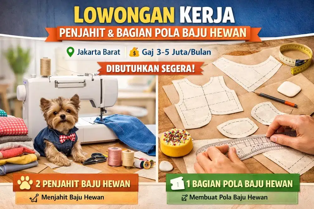 Lowongan kerja - Penjahit & Bagian Pola Hewan