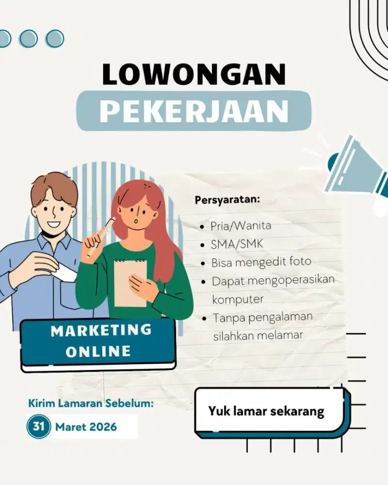 Lowongan pekerjaan Marketing Online