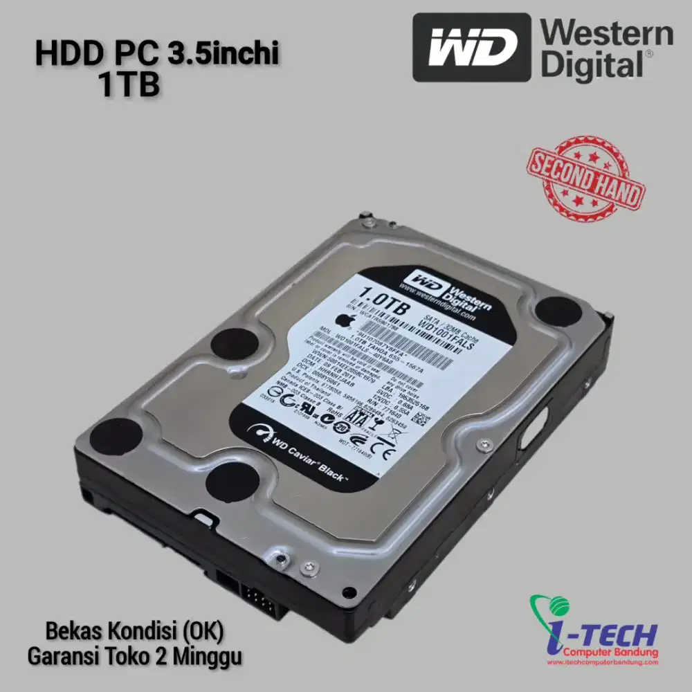 HARDISK / HDD PC / CCTV BEKAS 1TB 2TB SATA WD BLACK