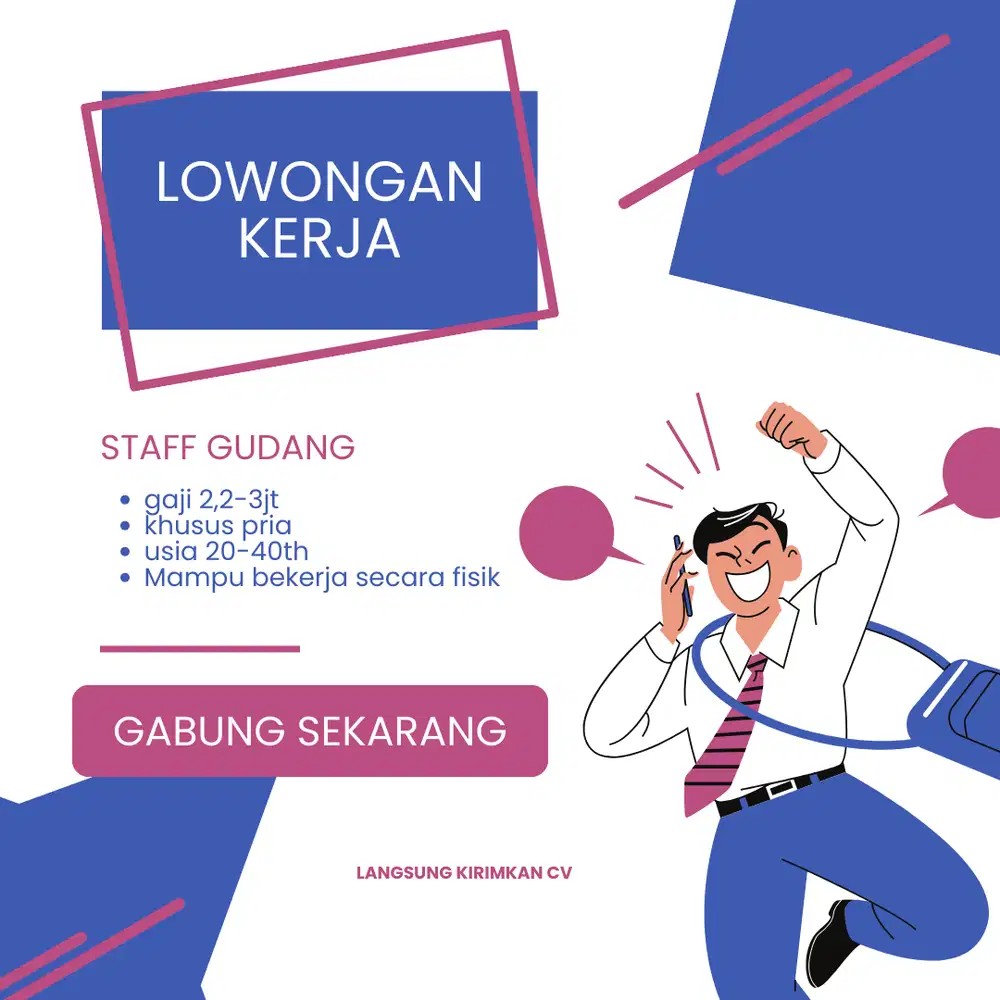 LOWONGAN PEKERJAAN STAFF GUDANG KHUSUS PRIA