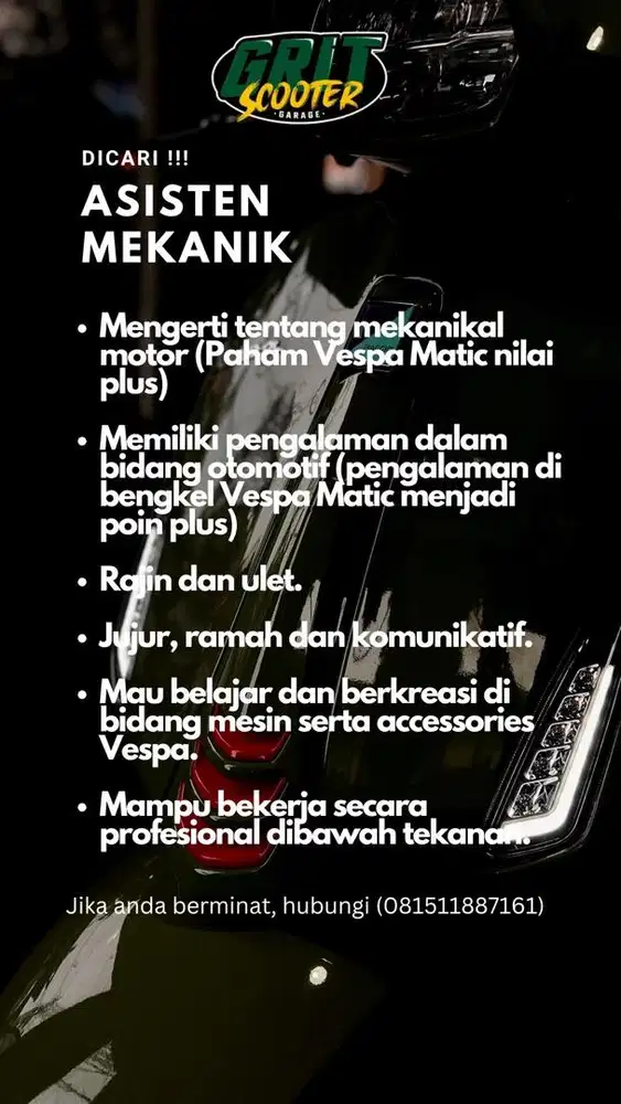 DICARI, ASISTEN MEKANIK