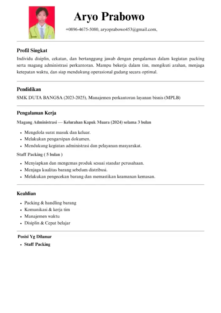 Butuh kerjaan packing daerah Cengkareng