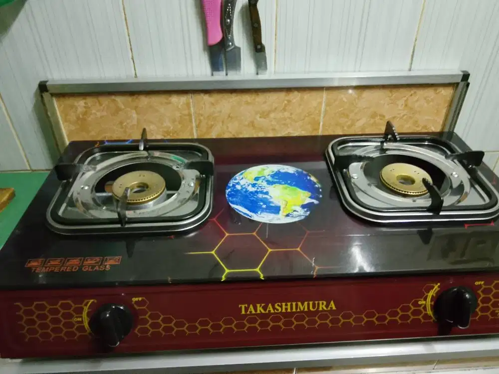 kompor gas takashimura kaca + selang +regulator