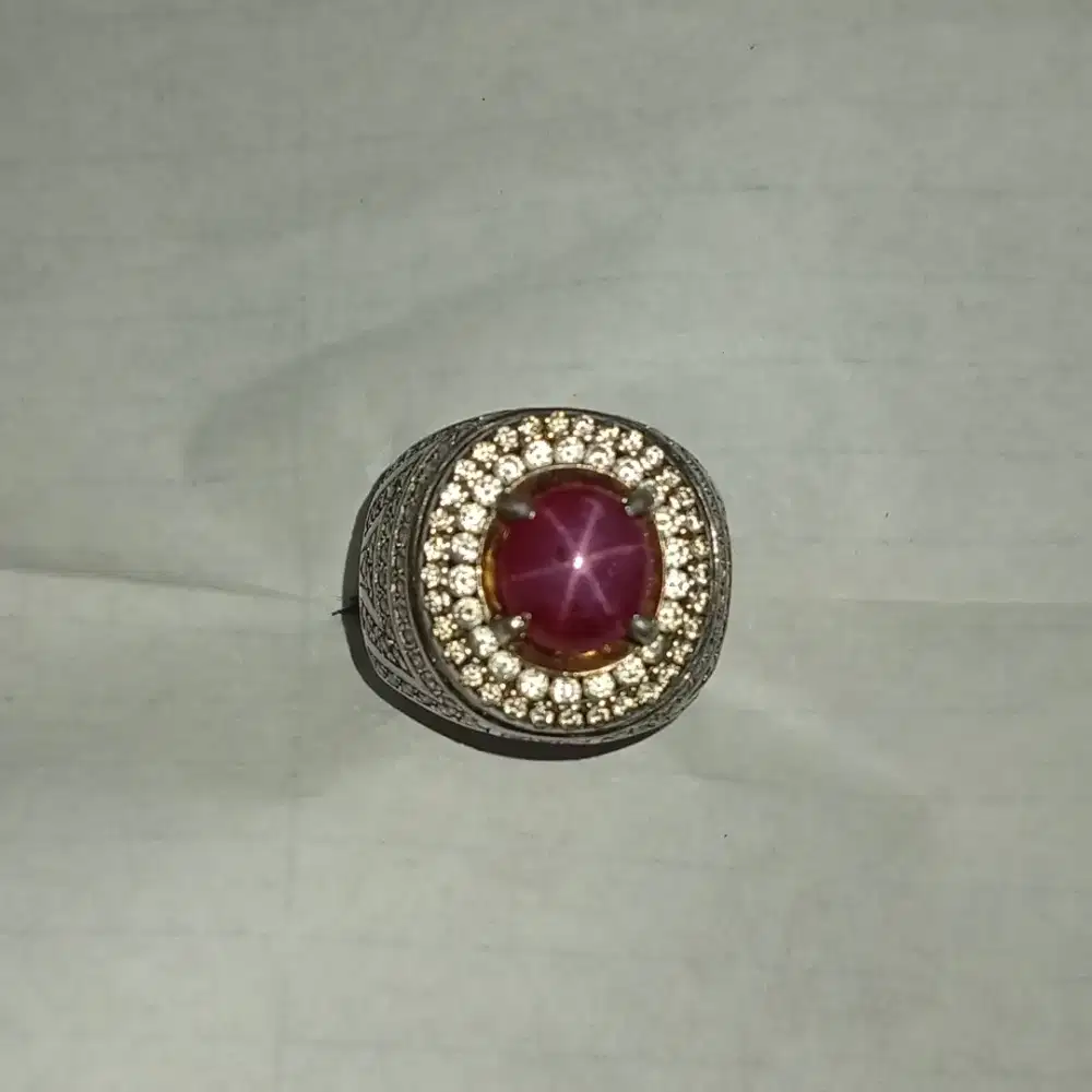 Natural Ruby Star Burma 3.06 ct memo CGL ring Perak Microsetting