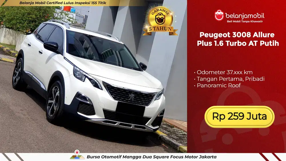 [ GARANSI 5TH ] Peugeot 3008 Allure Plus 1.6 Turbo AT 2019 2020