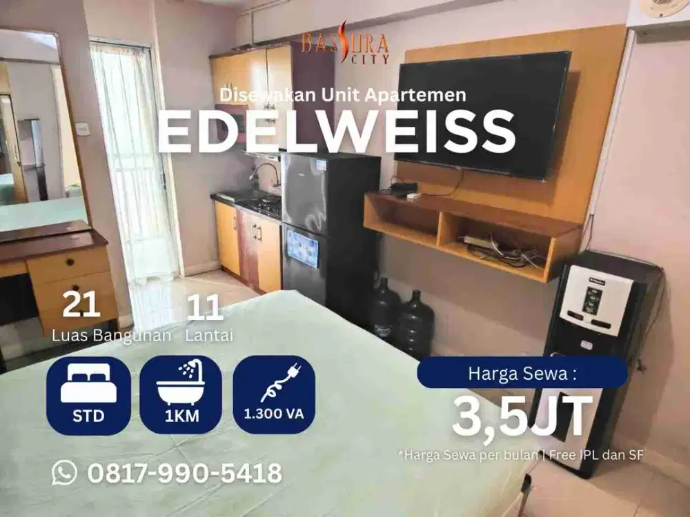 Sewa studio furnished tower Edelweiss apartemen Bassura City