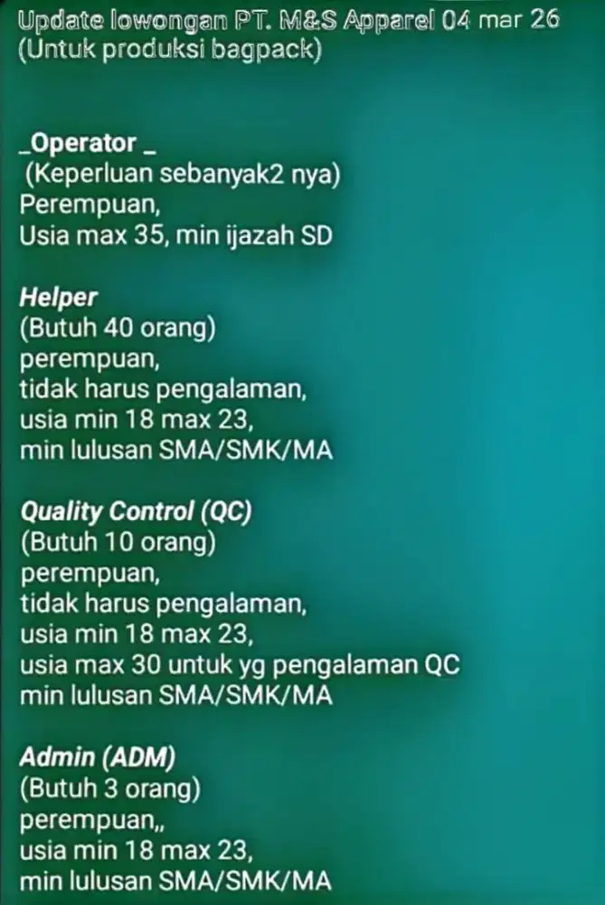 Lowongan pekerjaan lewat orang dalam