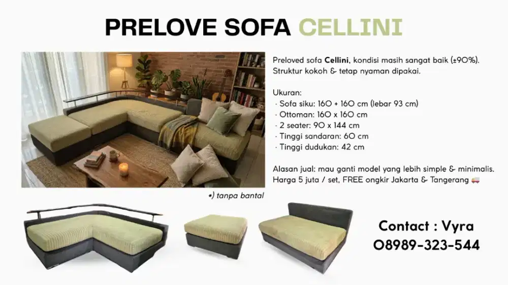 SOFA CELLINI PRELOVED 1 SET – KONDISI 90% – 5 JUTA FREE ONGKIR