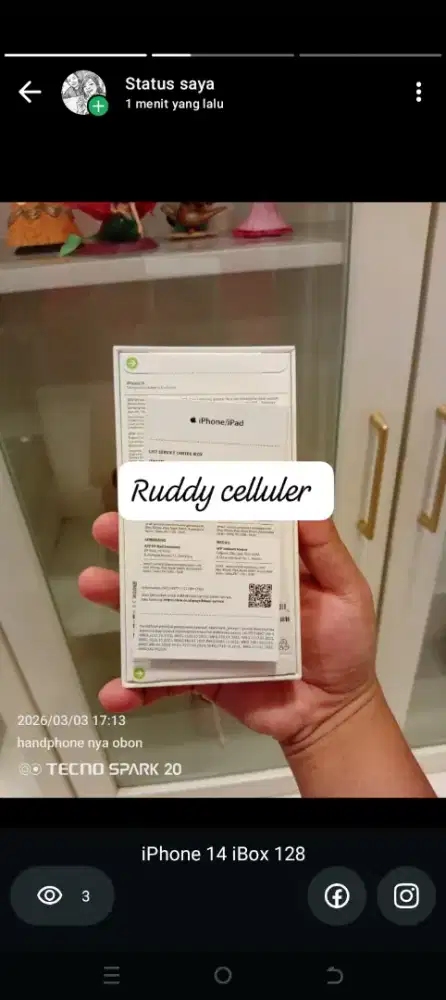 Iphone 14 128 biru iBox  baru