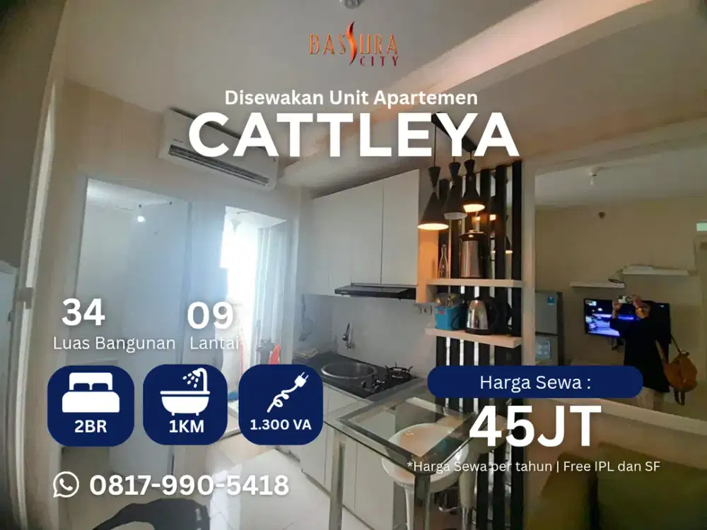 Sewa tahunan 2BR atas mall apartemen Bassura City tower C