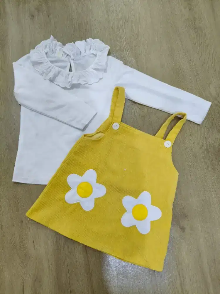 Setelan Dress Korea Overall Dress Anak Perempuan 0-3 Tahun