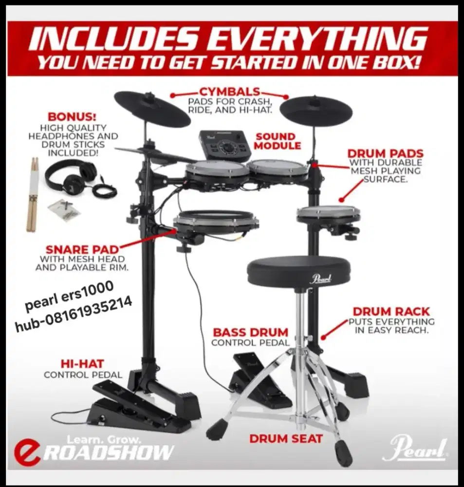 Promo drum elektrik pearl ERS1000 baru garansi resmi bonus kursi pearl