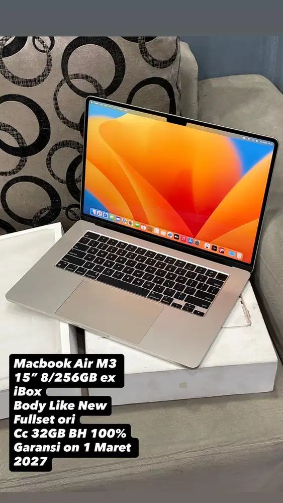Macbook Air M3 15” 8/512GB Starlight ex iBox Like New garansi on 2027