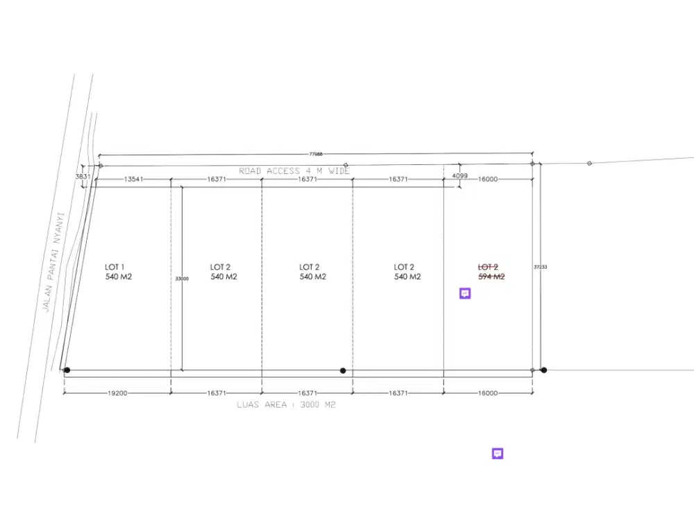 Land for sale in Nyanyi, Bali