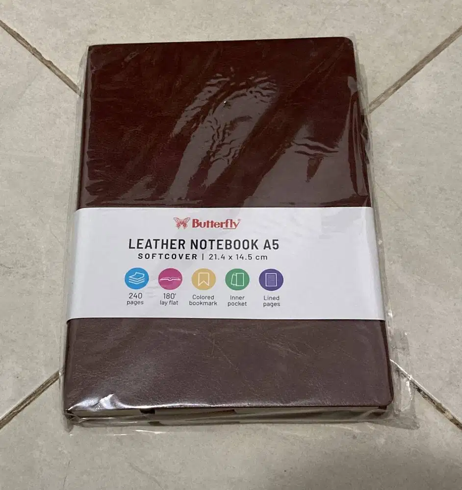 Butterfly Leather Notebook A5 – Softcover – NEW (Sealed)