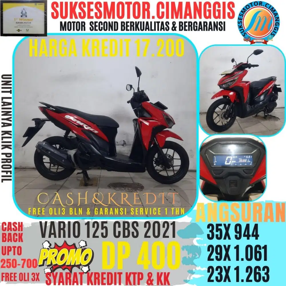 VARIO 125 CBS SUKSESMOTOR DP 400 CASHBACK UPTO700RBU FREEOLI3X