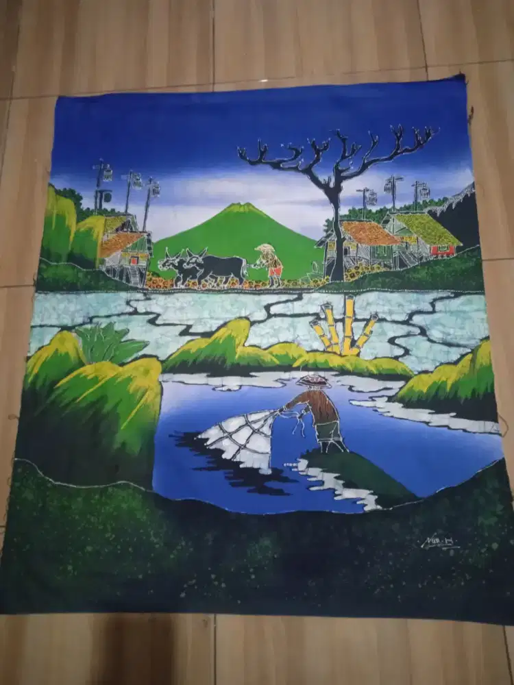 Batik painting lukisan alam borobudur