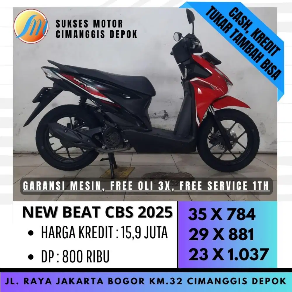 HONDA NEW BEAT CBS 2025 MERAH MULUS LIKE NEW