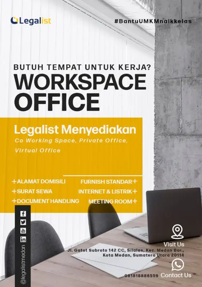 Disewakan ruang kantor co working space meeting room