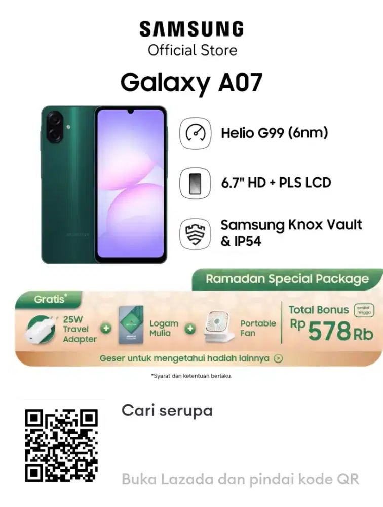 Samsung a07 ungu,4/64 spesial ramadhan
