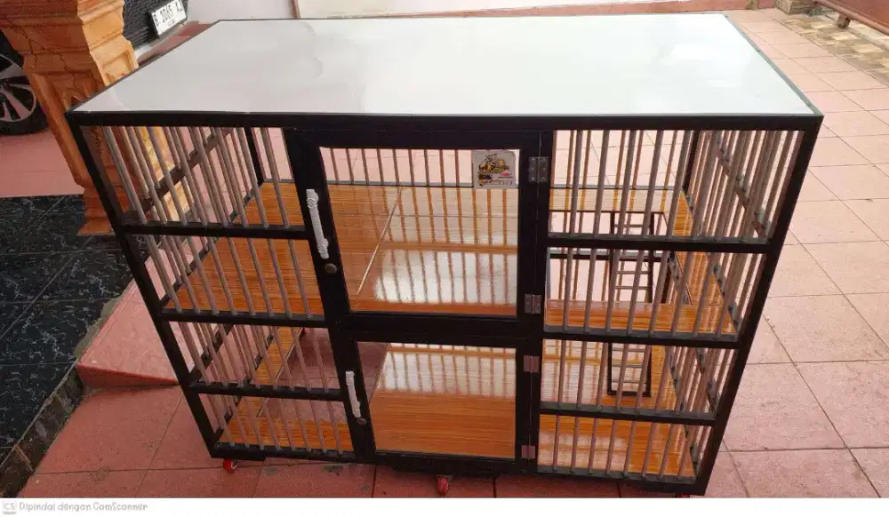 KANDANG KUCING ALUMINIUM 2 PINTU 2 TINGKAT Uk 120CMx60CMx100CM
