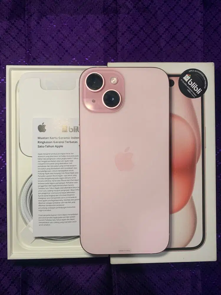 iphone 15 128gb pink resmi ibox/blibli