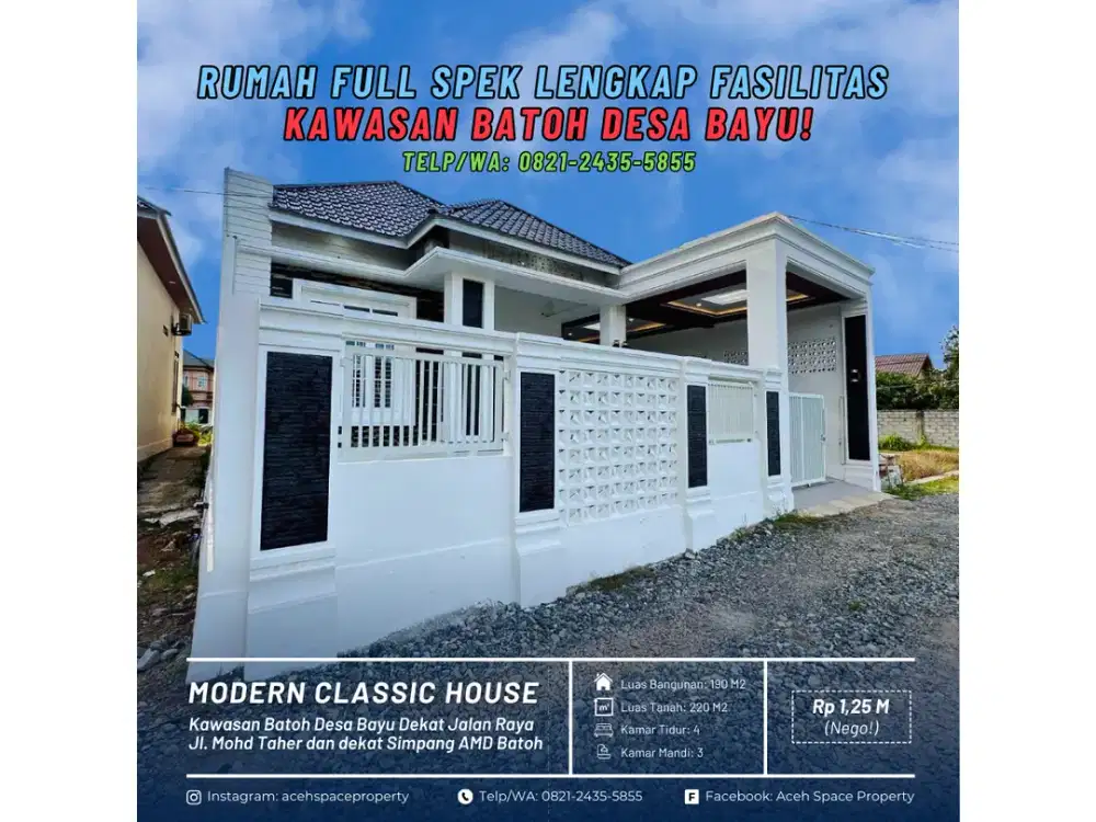 Dijual Rumah Classic di Kawasan Batoh Desa Bayu - Hunian Full Spek Lengkap Fasilitas!
